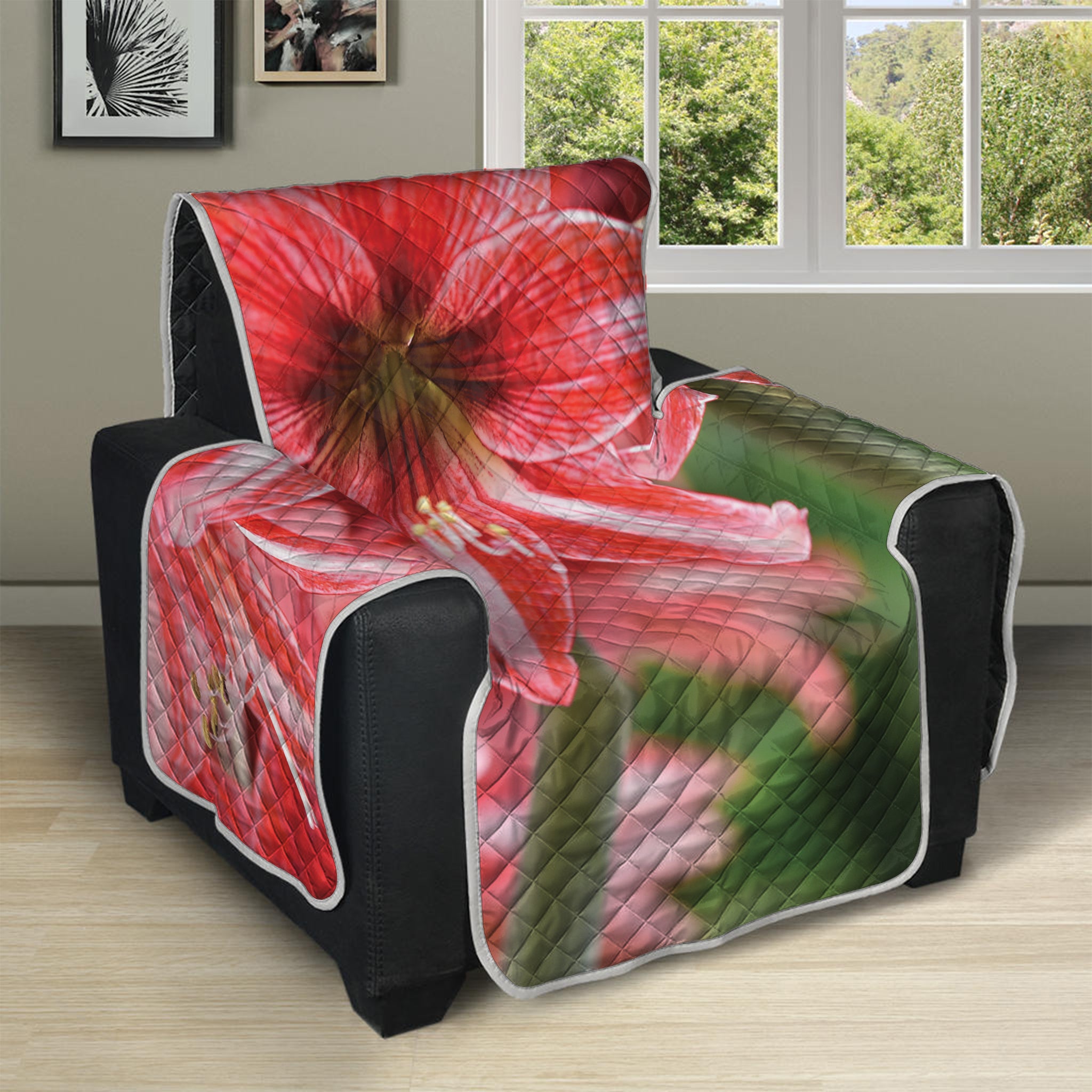 Amaryllis Flower Print Recliner Protector