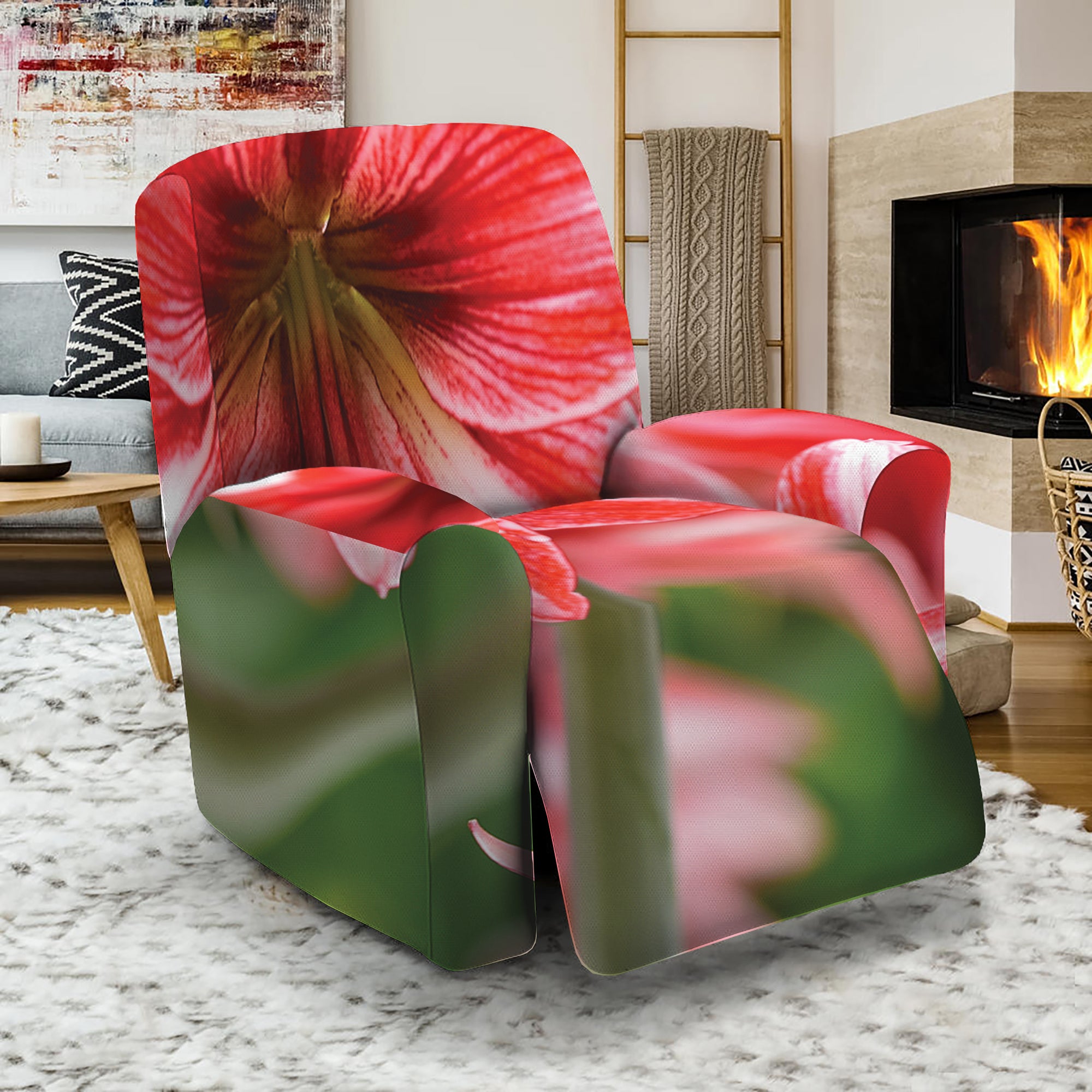 Amaryllis Flower Print Recliner Slipcover