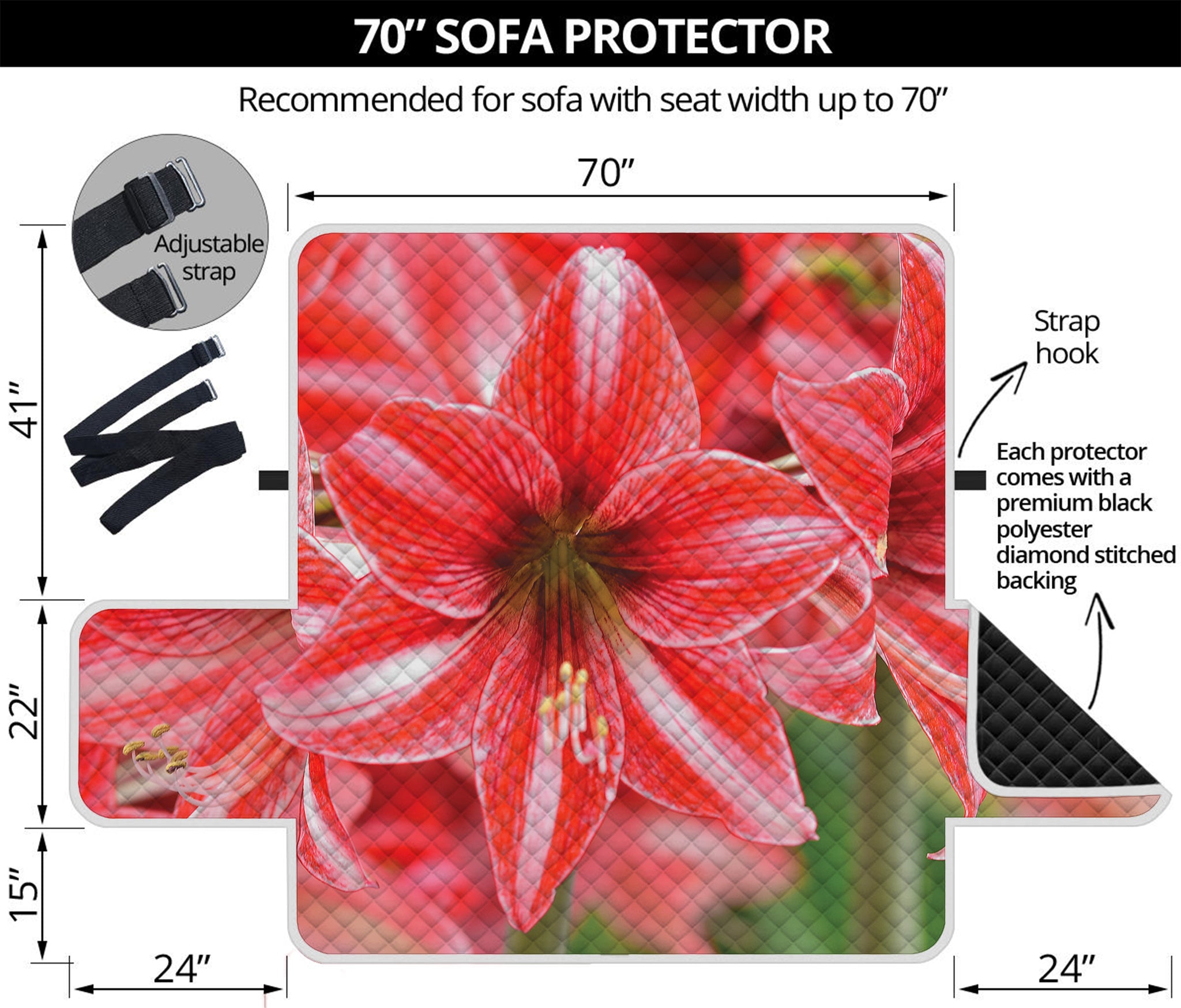 Amaryllis Flower Print Sofa Protector