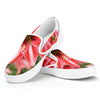 Amaryllis Flower Print White Slip On Shoes