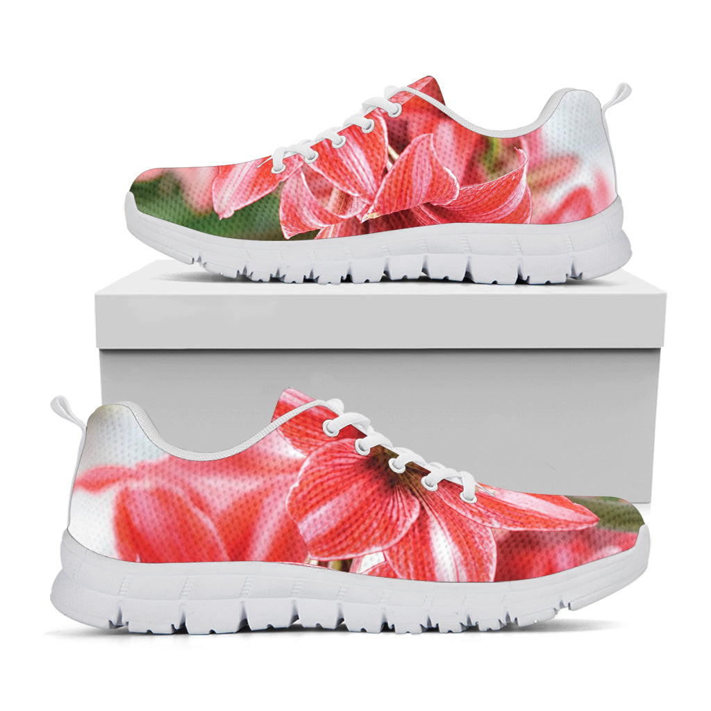 Amaryllis Flower Print White Sneakers