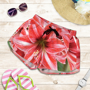 Amaryllis Flower Print Women's Shorts