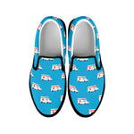 Ambulance Paramedic Car Pattern Print Black Slip On Shoes