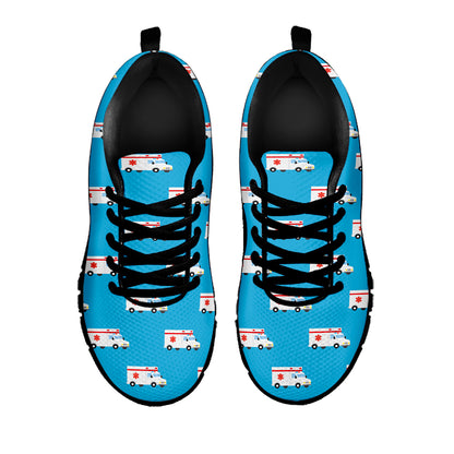 Ambulance Paramedic Car Pattern Print Black Sneakers