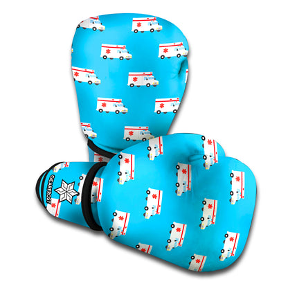 Ambulance Paramedic Car Pattern Print Boxing Gloves