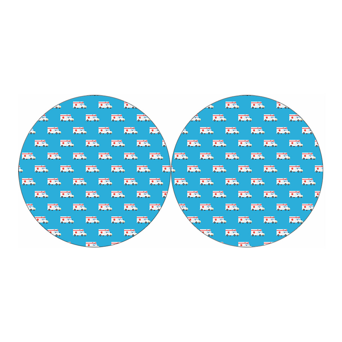 Ambulance Paramedic Car Pattern Print Car Coasters