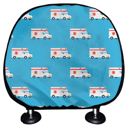 Ambulance Paramedic Car Pattern Print Car Headrest Covers