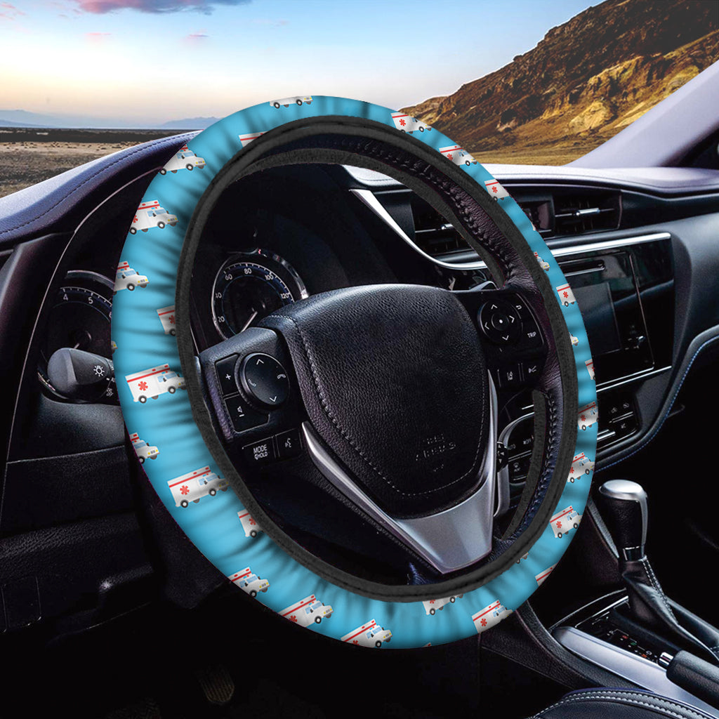 Ambulance Paramedic Car Pattern Print Car Steering Wheel Cover
