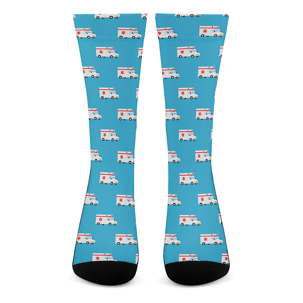 Ambulance Paramedic Car Pattern Print Crew Socks