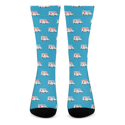 Ambulance Paramedic Car Pattern Print Crew Socks
