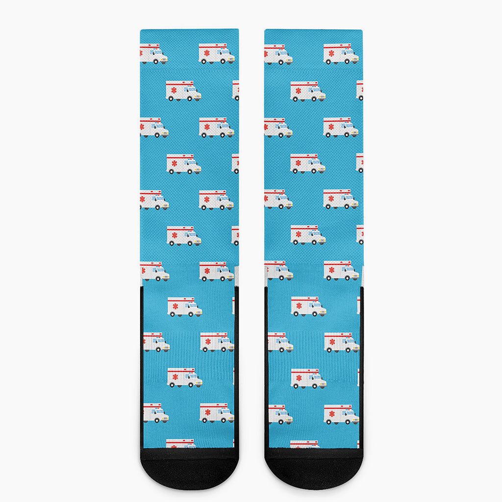 Ambulance Paramedic Car Pattern Print Crew Socks