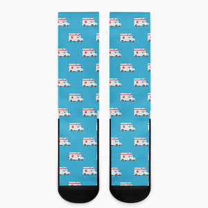 Ambulance Paramedic Car Pattern Print Crew Socks