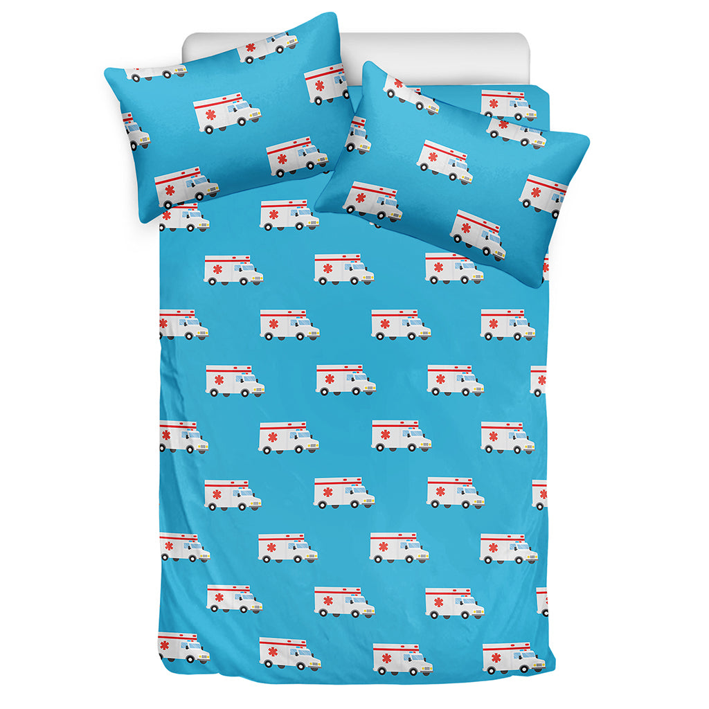 Ambulance Paramedic Car Pattern Print Duvet Cover Bedding Set