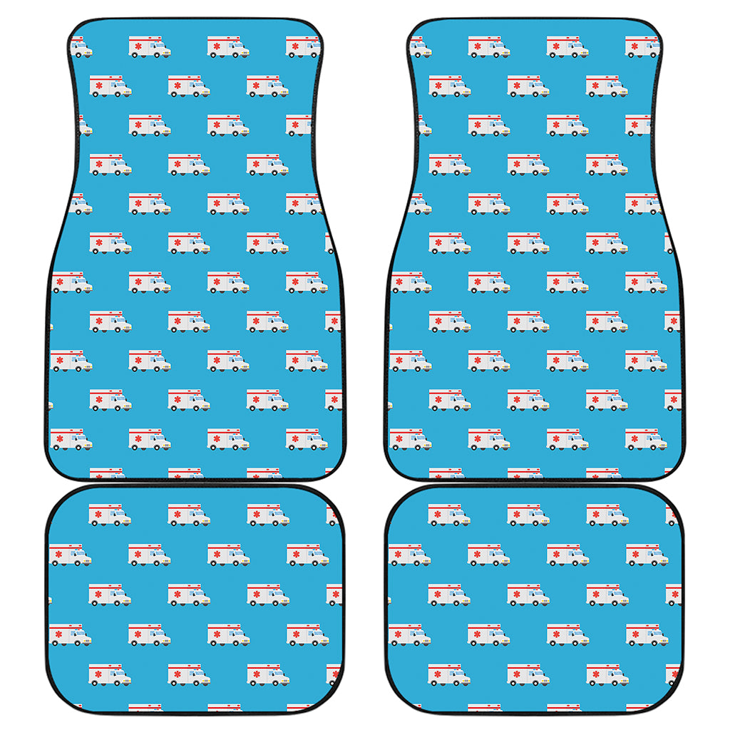 Ambulance Paramedic Car Pattern Print Front and Back Car Floor Mats