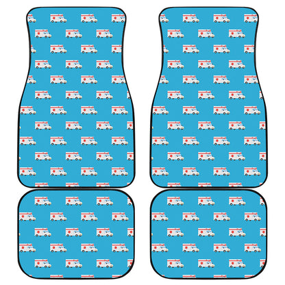 Ambulance Paramedic Car Pattern Print Front and Back Car Floor Mats