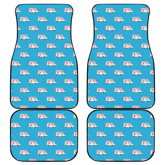 Ambulance Paramedic Car Pattern Print Front and Back Car Floor Mats