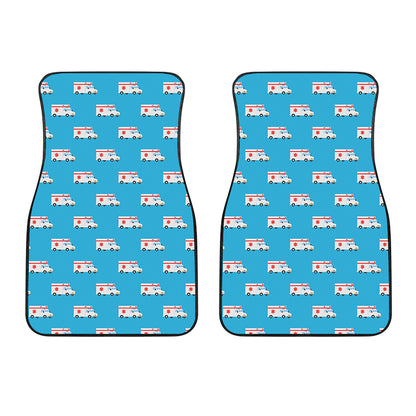 Ambulance Paramedic Car Pattern Print Front Car Floor Mats