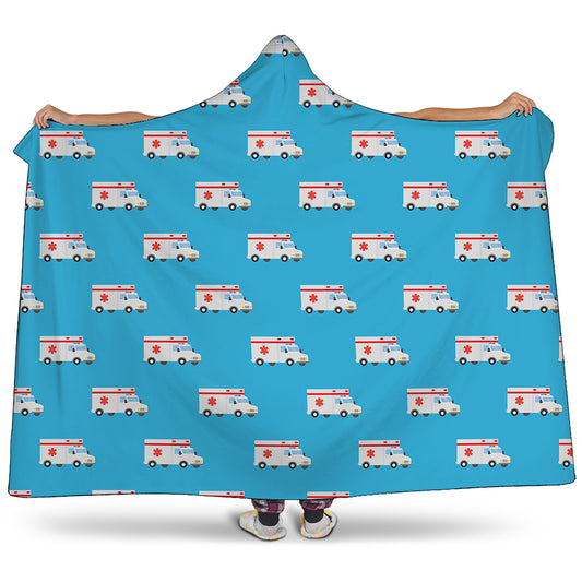 Ambulance Paramedic Car Pattern Print Hooded Blanket