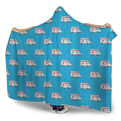 Ambulance Paramedic Car Pattern Print Hooded Blanket