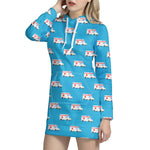 Ambulance Paramedic Car Pattern Print Hoodie Dress