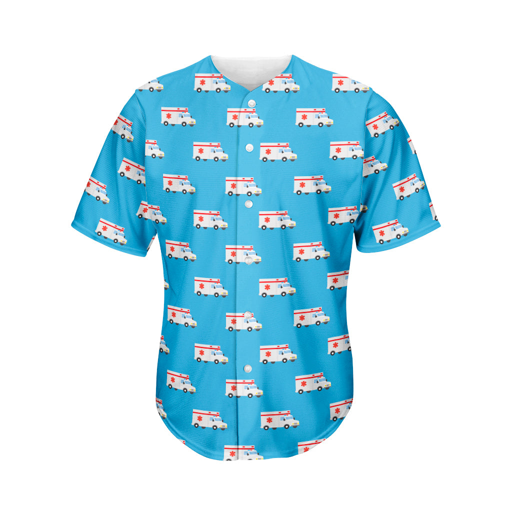 Ambulance Paramedic Car Pattern Print Men's Baseball Jersey