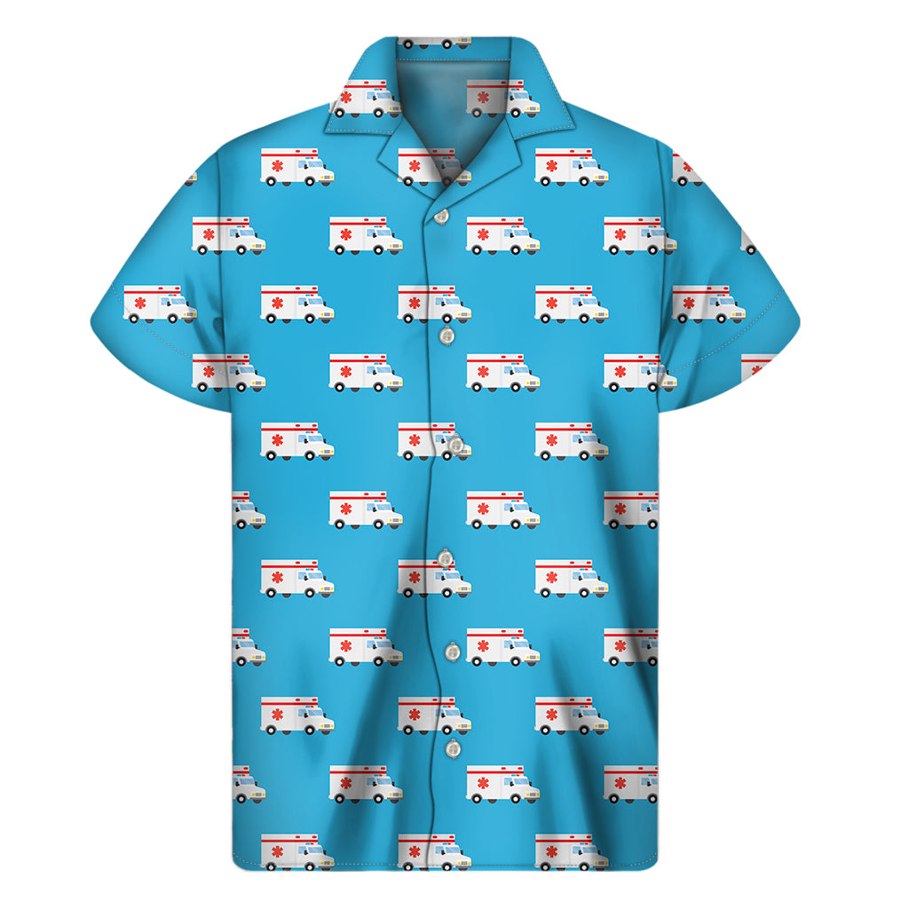 Ambulance Paramedic Car Pattern Print Men's Short Sleeve Shirt