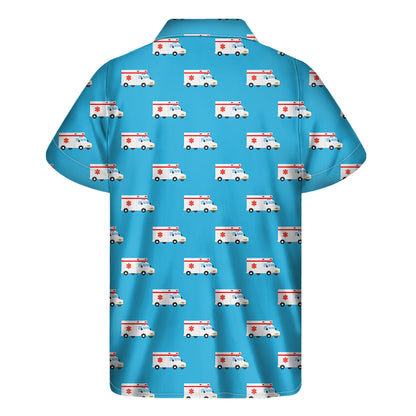 Ambulance Paramedic Car Pattern Print Men's Short Sleeve Shirt