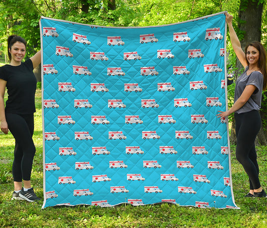Ambulance Paramedic Car Pattern Print Quilt