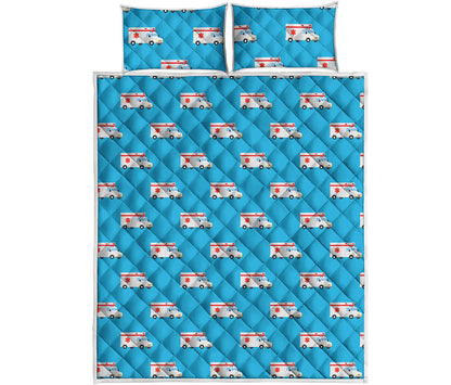 Ambulance Paramedic Car Pattern Print Quilt Bed Set