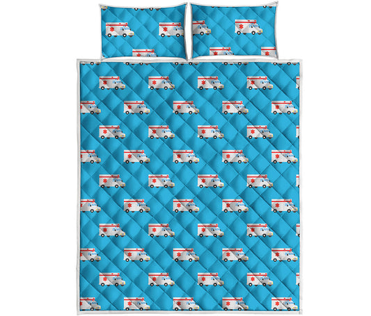 Ambulance Paramedic Car Pattern Print Quilt Bed Set