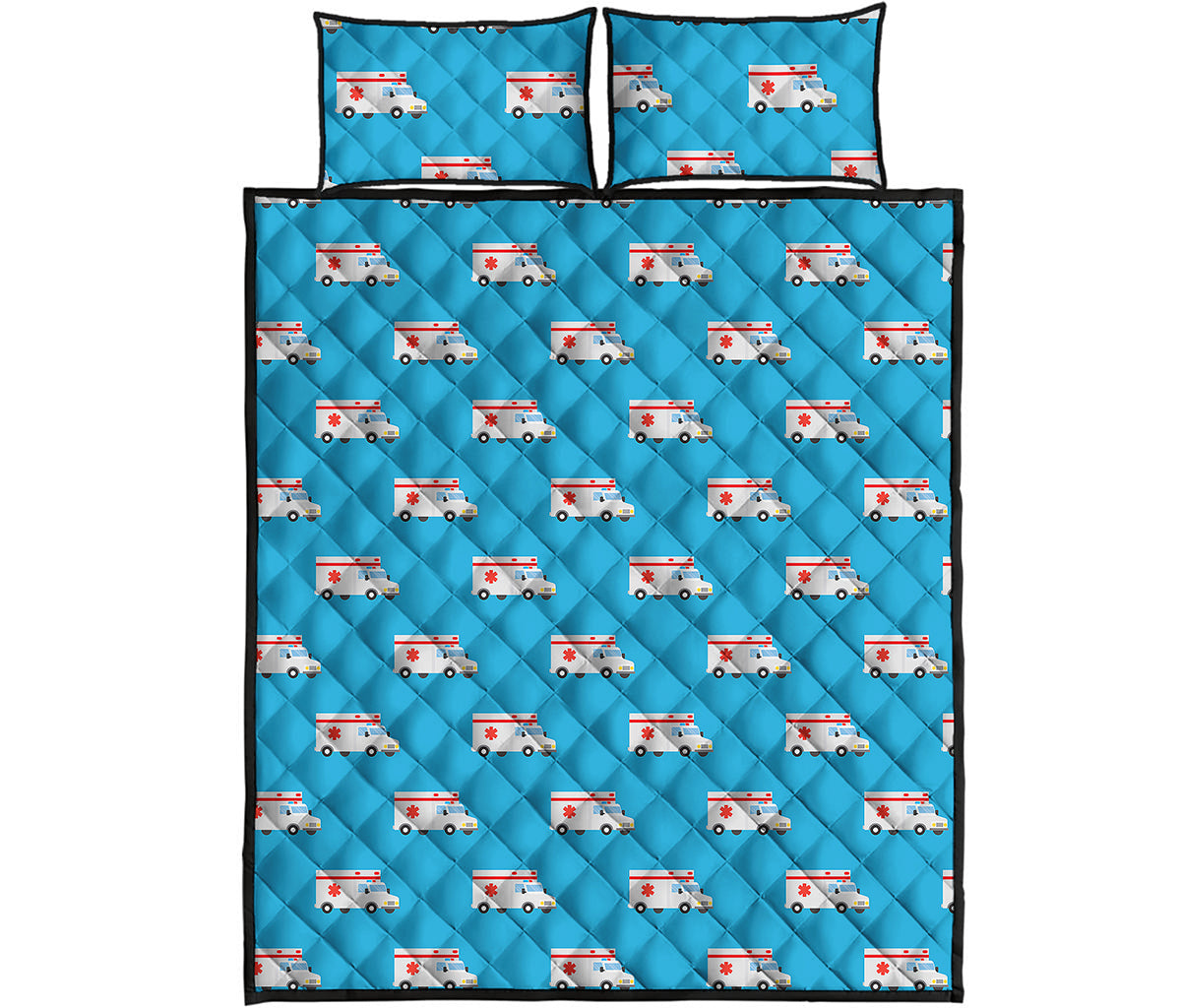 Ambulance Paramedic Car Pattern Print Quilt Bed Set