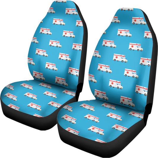 Ambulance Paramedic Car Pattern Print Universal Fit Car Seat Covers