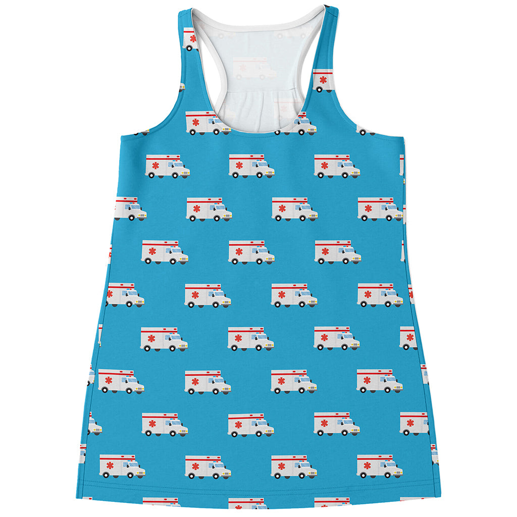 Ambulance Paramedic Car Pattern Print Women's Racerback Tank Top