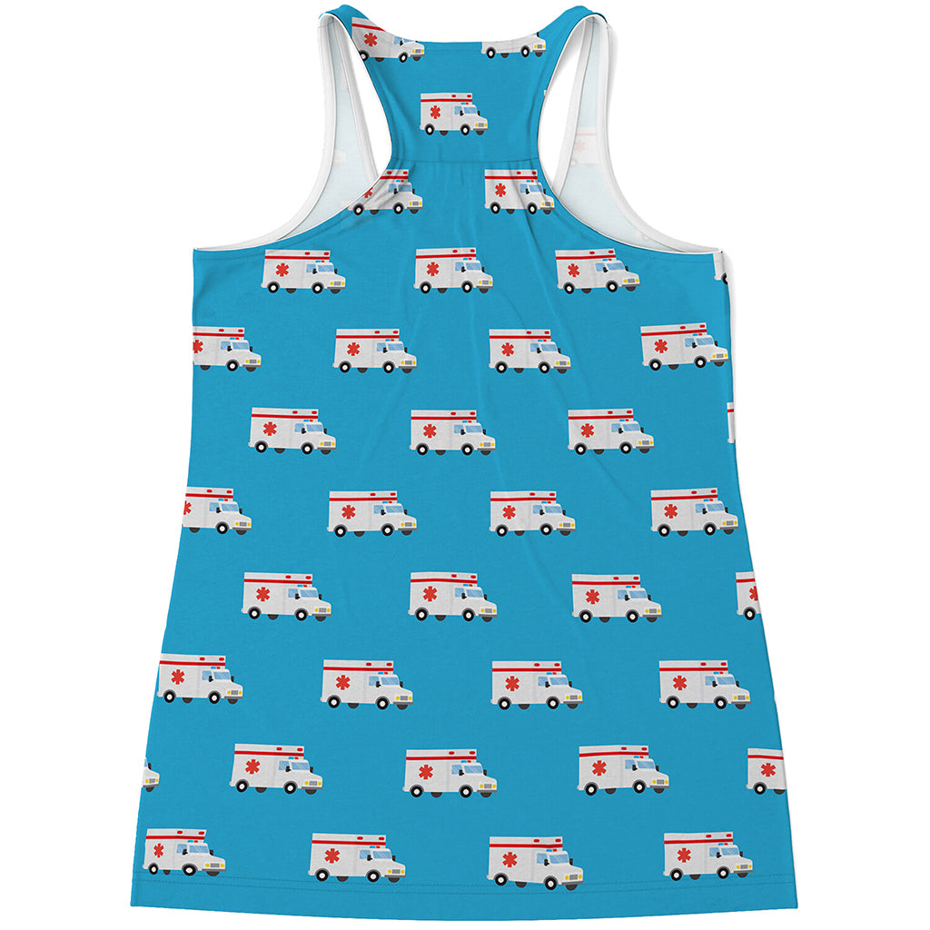 Ambulance Paramedic Car Pattern Print Women's Racerback Tank Top