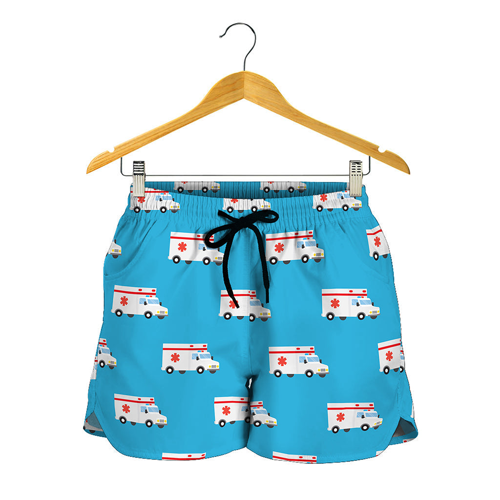 Ambulance Paramedic Car Pattern Print Women's Shorts