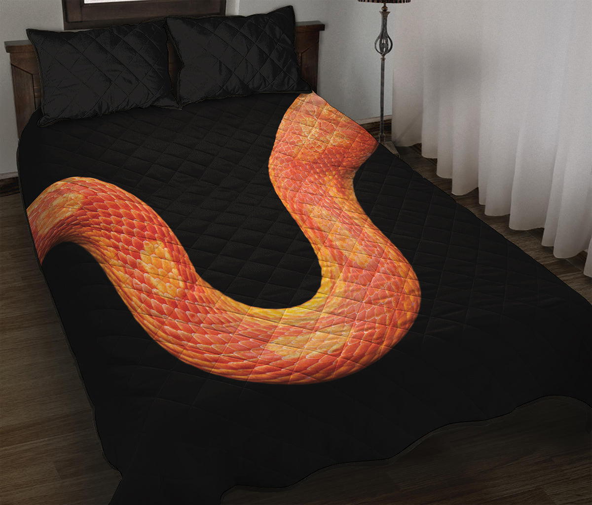 Amel Motley Corn Snake Print Quilt Bed Set