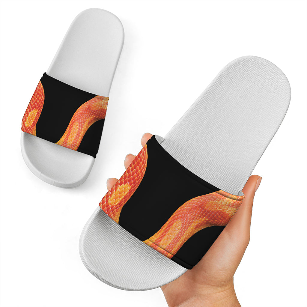 Amel Motley Corn Snake Print White Slide Sandals
