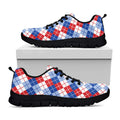 American Argyle Pattern Print Black Running Shoes