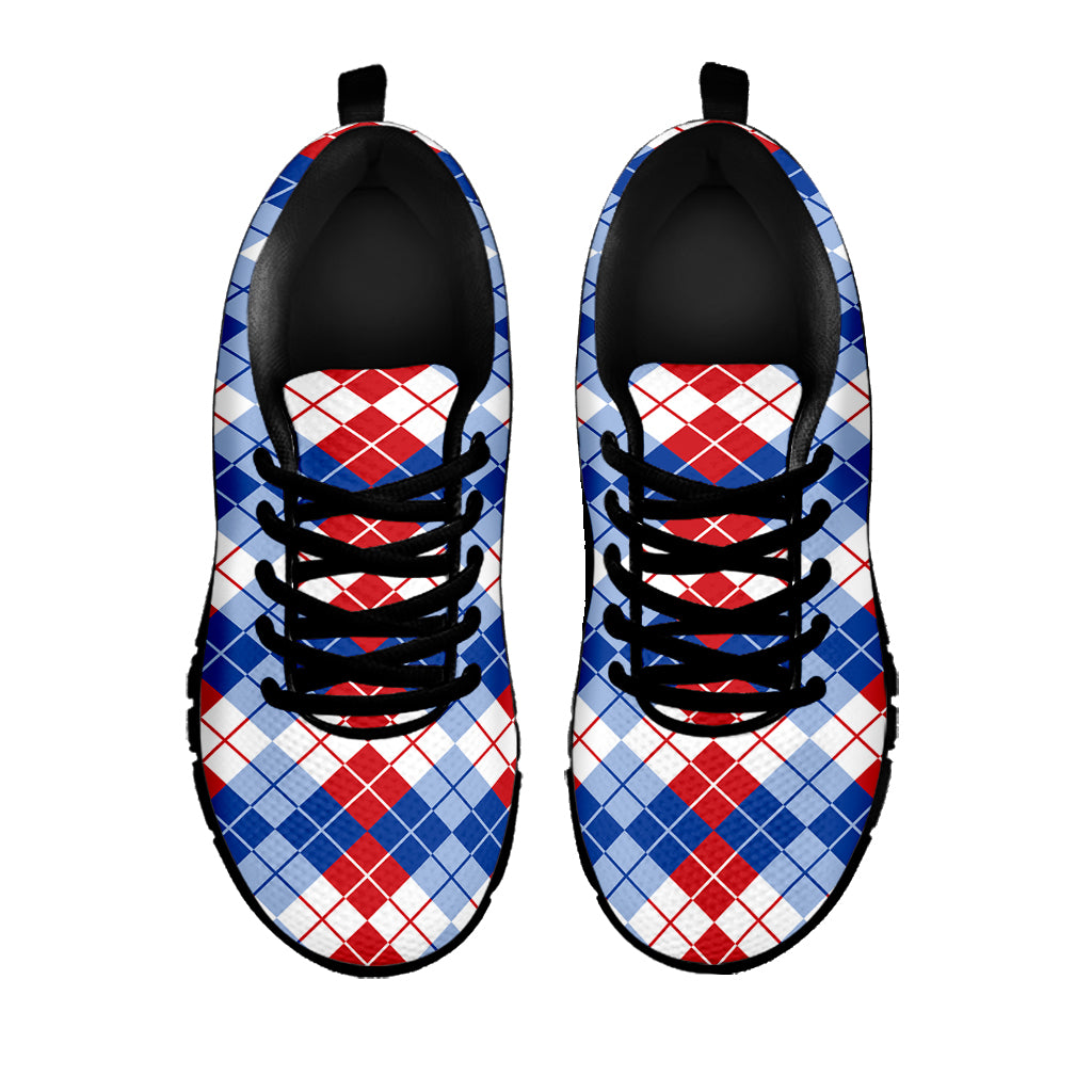 American Argyle Pattern Print Black Sneakers