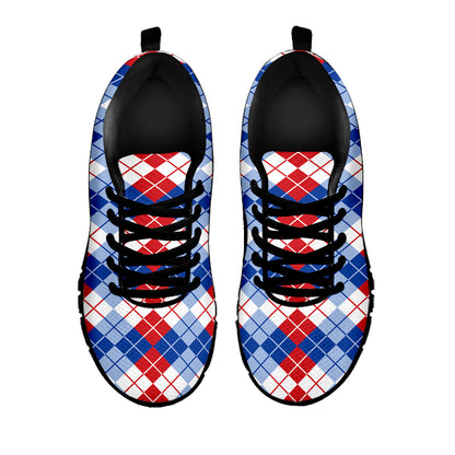 American Argyle Pattern Print Black Sneakers