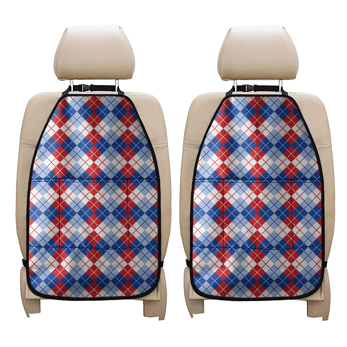 American Argyle Pattern Print Car Seat Organizers