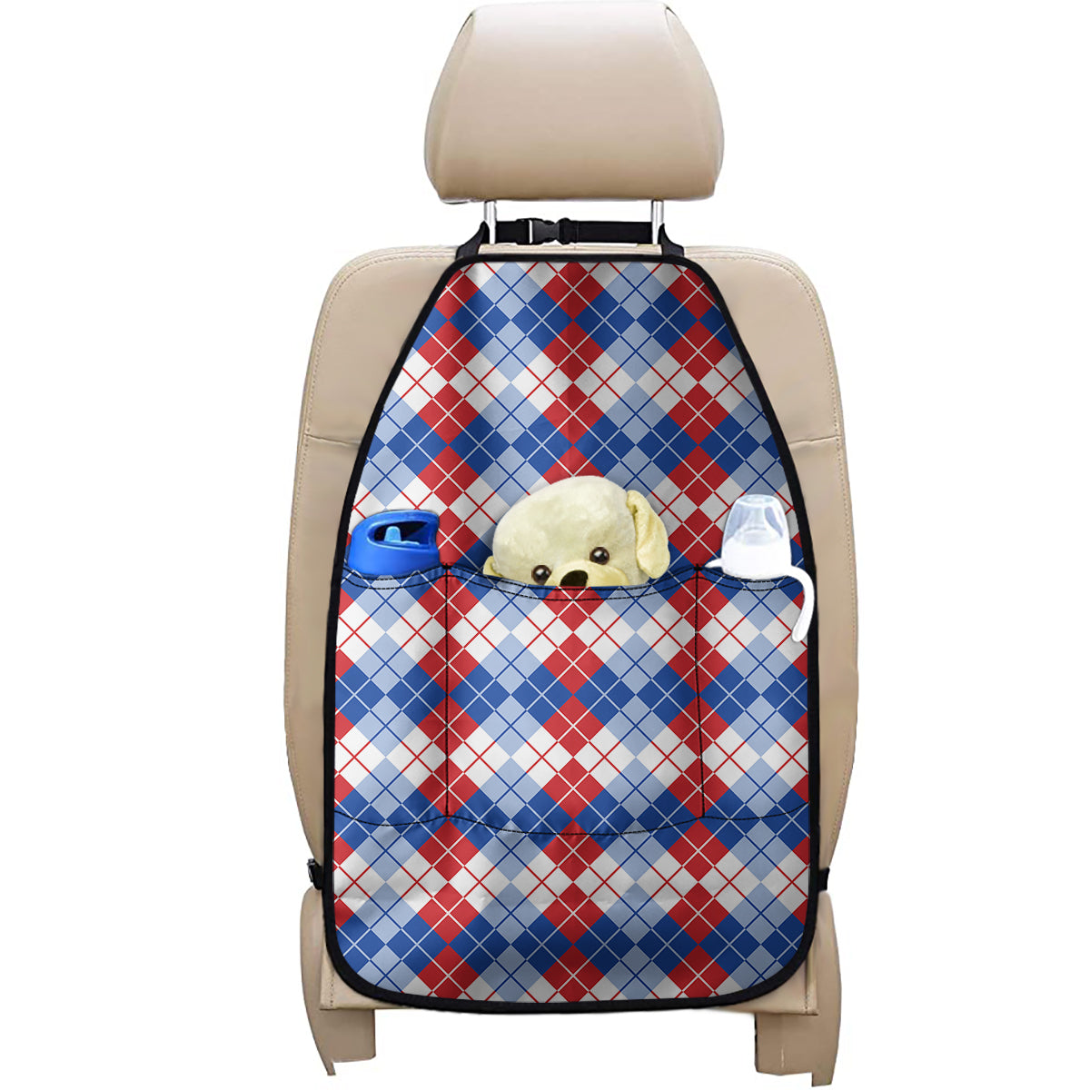 American Argyle Pattern Print Car Seat Organizers