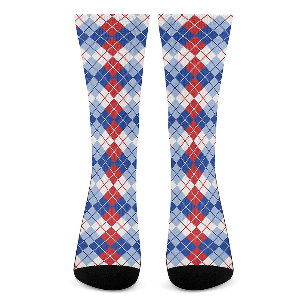 American Argyle Pattern Print Crew Socks