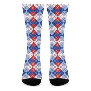 American Argyle Pattern Print Crew Socks