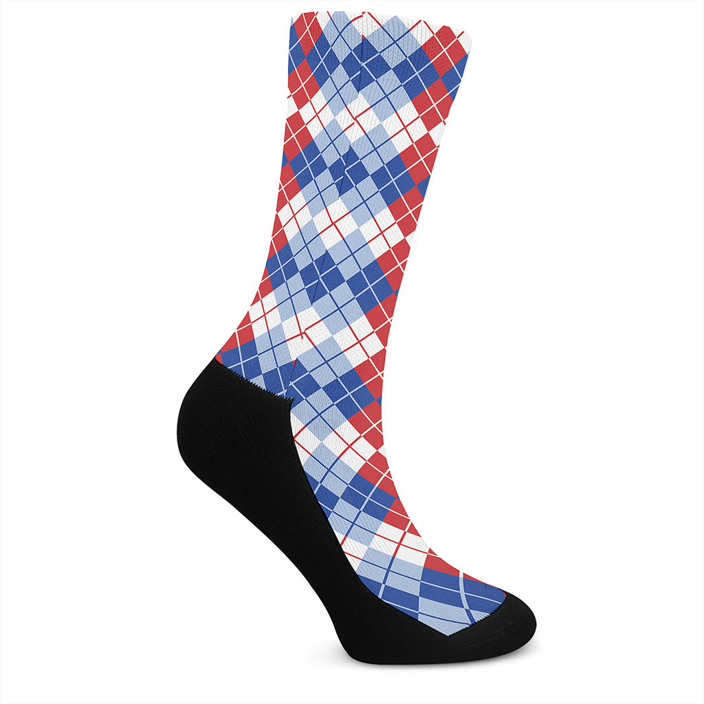 American Argyle Pattern Print Crew Socks