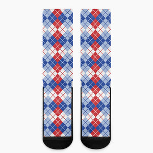 American Argyle Pattern Print Crew Socks