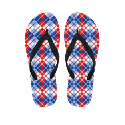American Argyle Pattern Print Flip Flops
