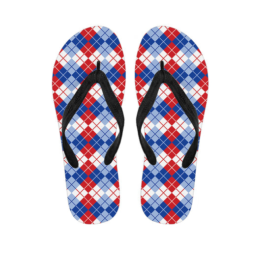 American Argyle Pattern Print Flip Flops