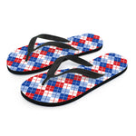 American Argyle Pattern Print Flip Flops