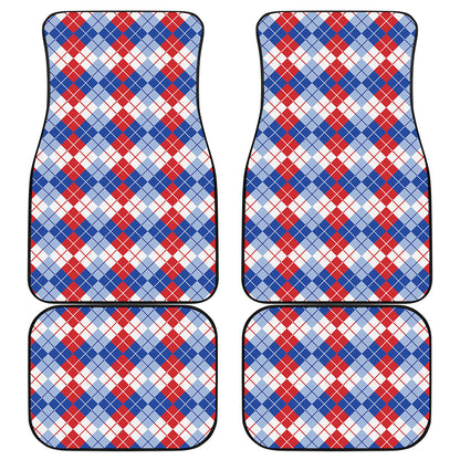 American Argyle Pattern Print Front and Back Car Floor Mats